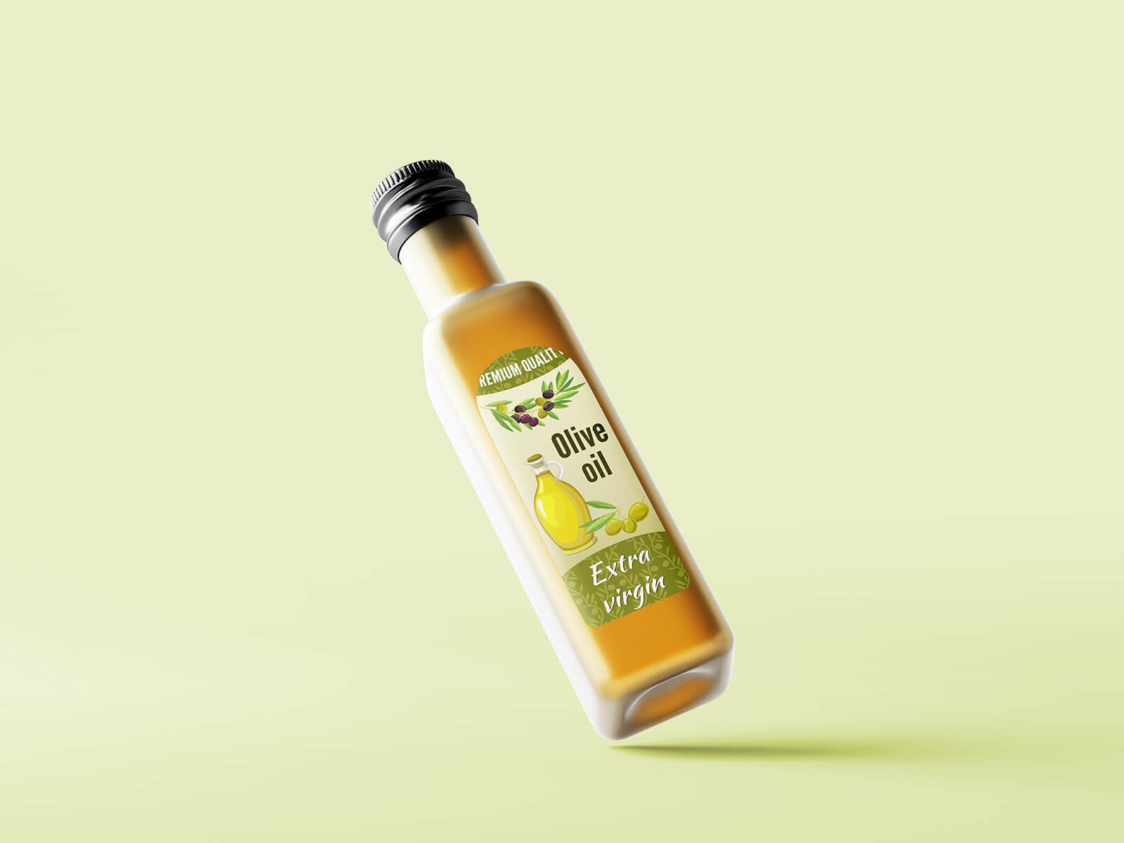 Free Amber Glass Square Cooking Oil Bottle Mockup PSD
