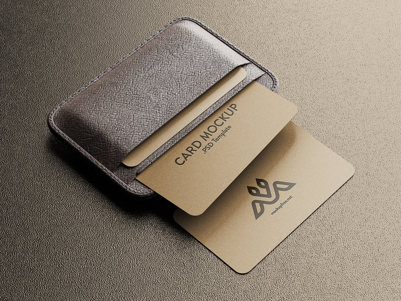 Free Business Card With Leather Holder Mockup PSD Files