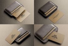 Free Business Card With Leather Holder Mockup PSD Files