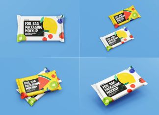 5 Free Cold Seal Foil Packaging Mockup PSD Files