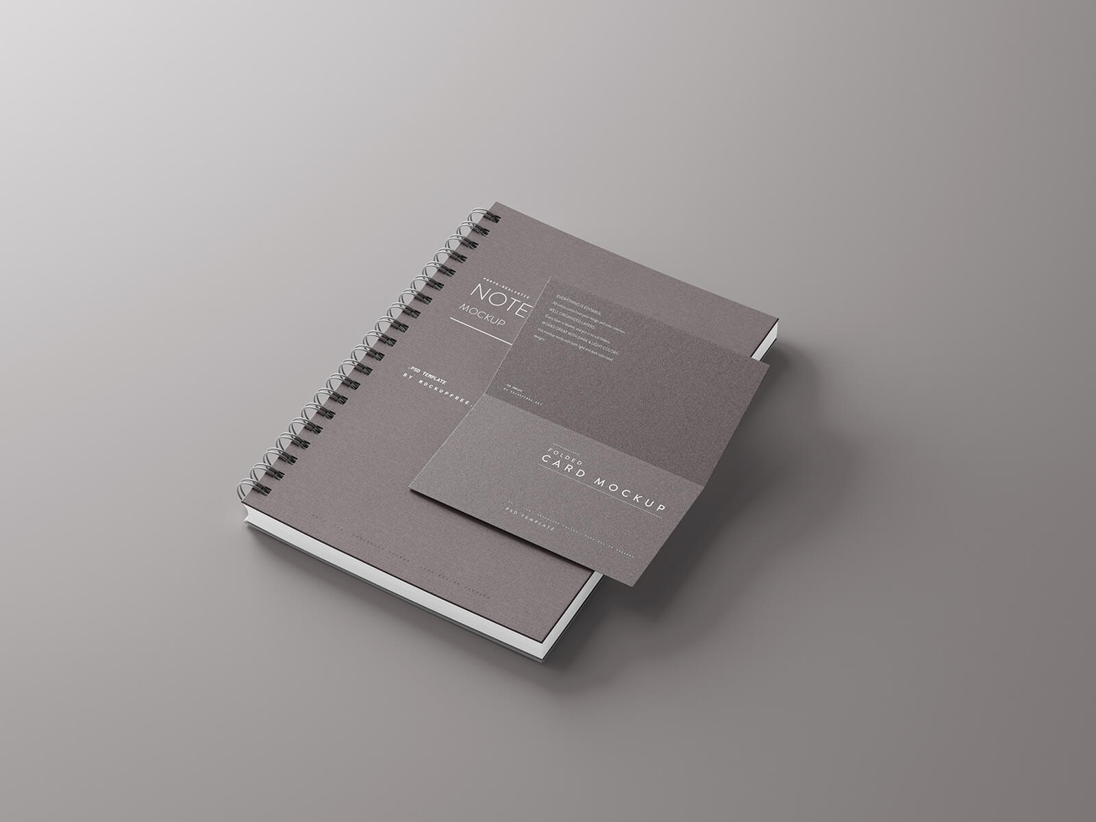 Free Folded Business Card With Notebook Mockup PSD