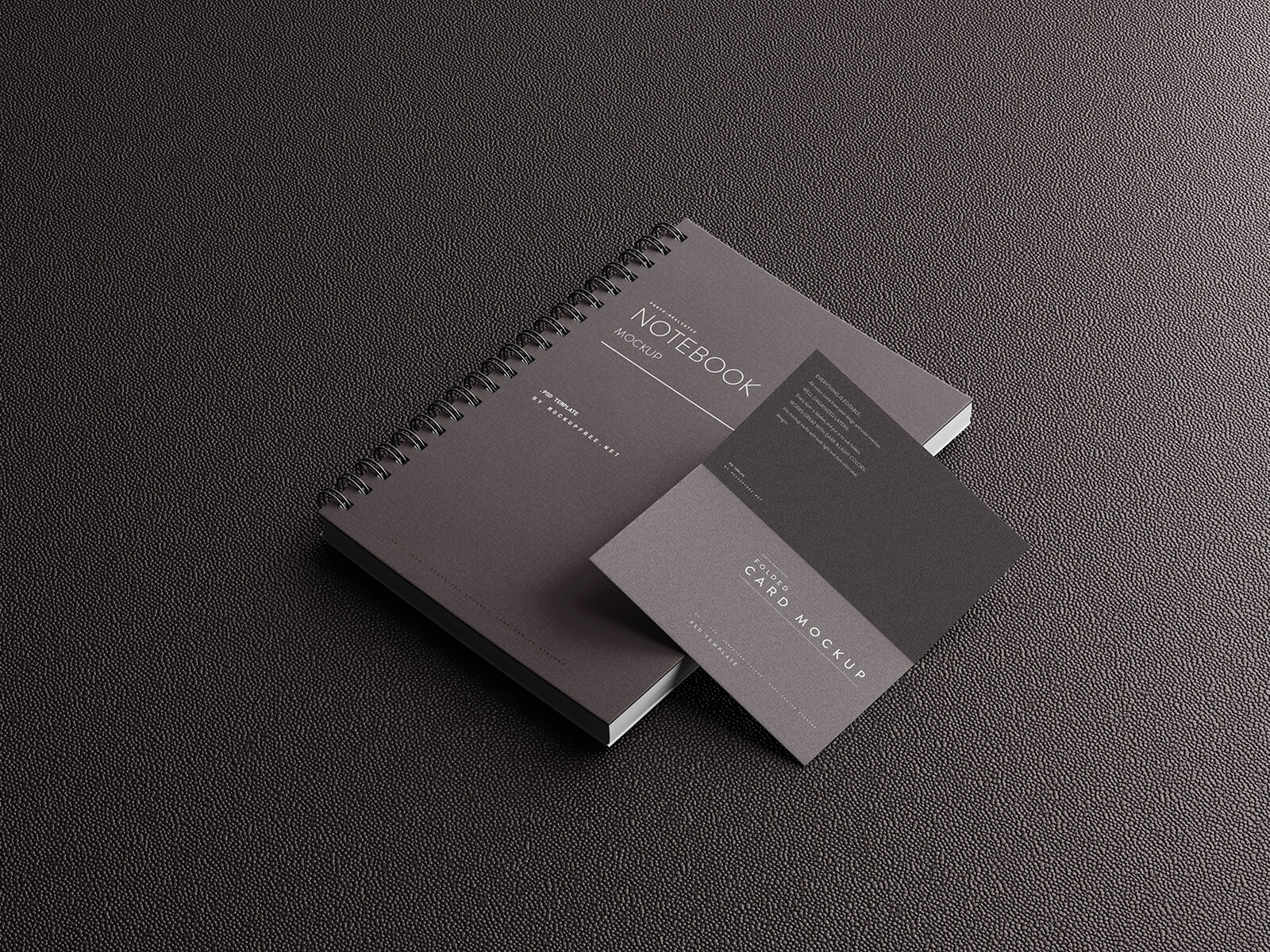 Free Folded Business Card With Notebook Mockup PSD