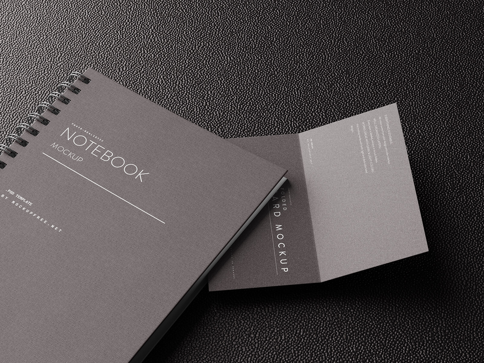 Free Folded Business Card With Notebook Mockup PSD