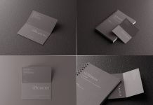 Free Folded Business Card With Notebook Mockup PSD