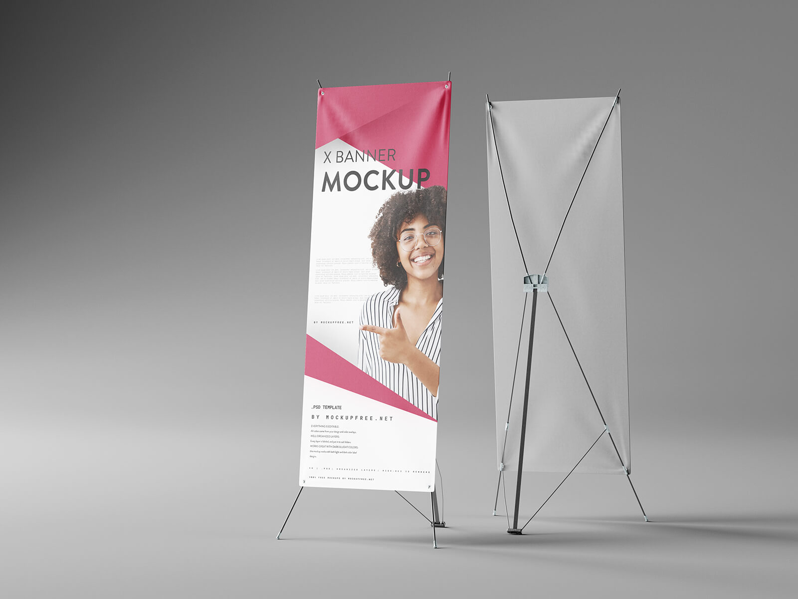 Free X-Stand Banner Stand Mockup PSD