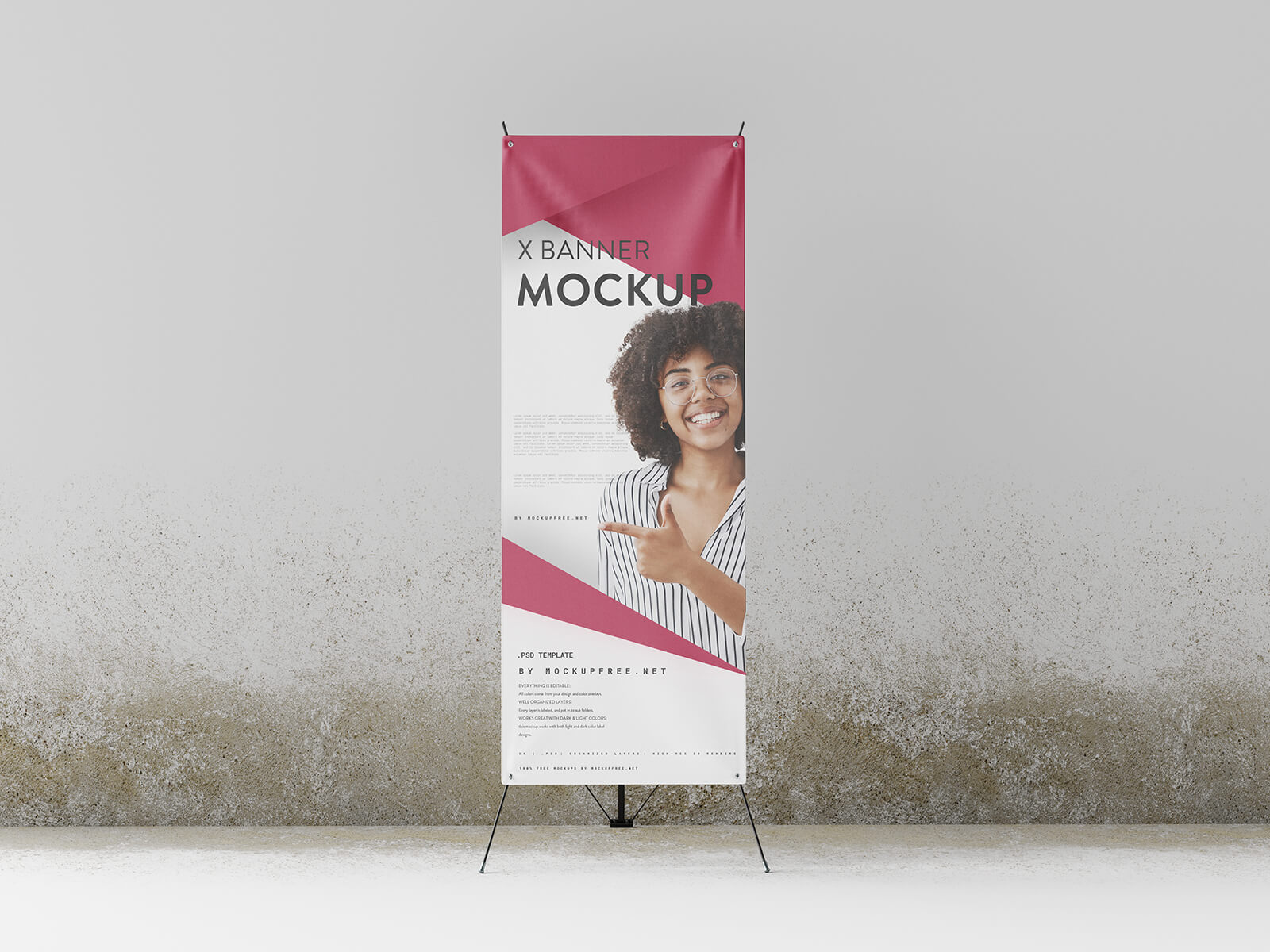 Free X-Stand Banner Stand Mockup PSD