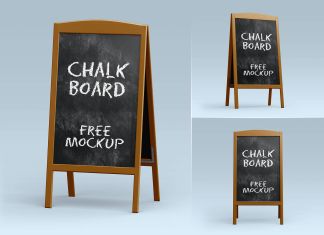 Free A-Stand Chalkboard Mockup PSD Set