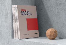 Free Books On The Shelf Mockup PSD