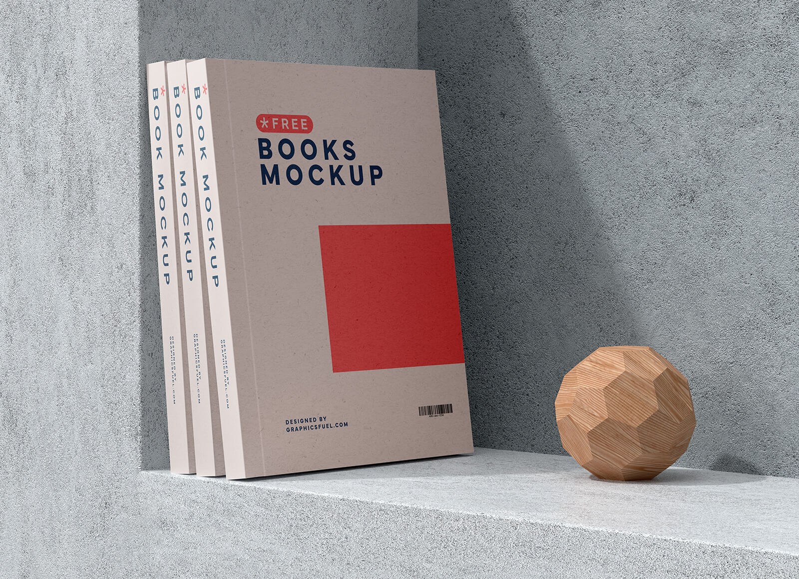 Free Books On The Shelf Mockup PSD