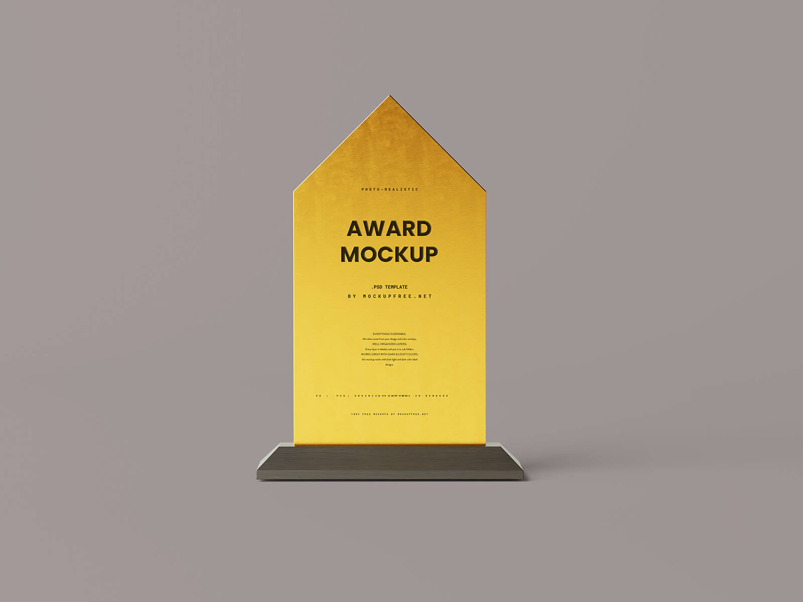 Free Golden Shield Award Trophy Mockup