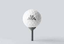 Free Golf Ball On A Tee Logo Mockup PSD