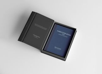Free Hardcover Book With Magnetic Case Mockup PSD