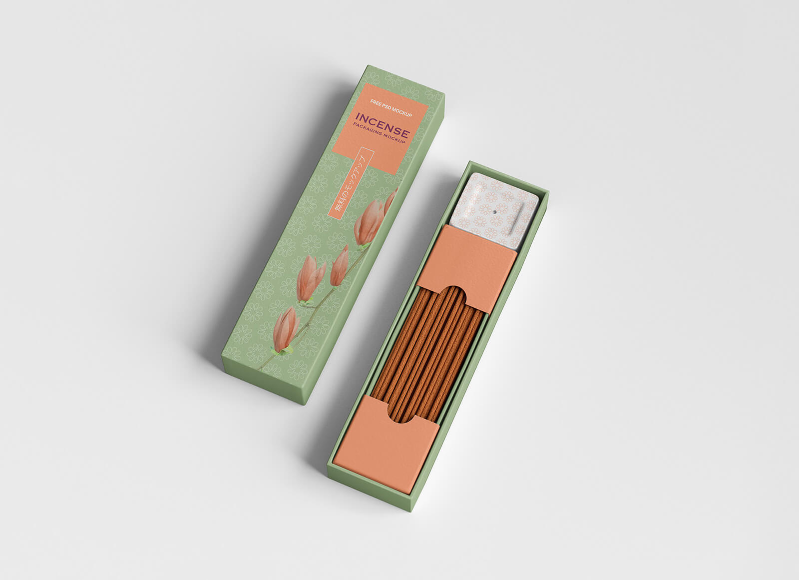 Free Incense Packaging Box Mockup PSD