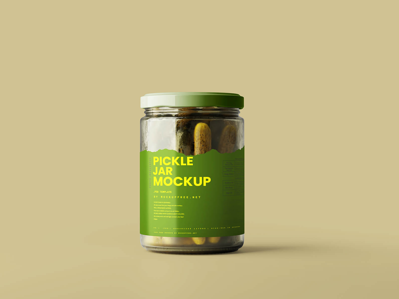 Free Pickle Cucumber Jar Mockup PSD 