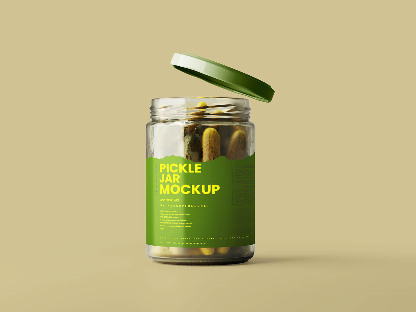 Free Pickle Cucumber Jar Mockup PSD 