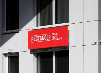 Free Rectangle Building Sign Mockup PSD
