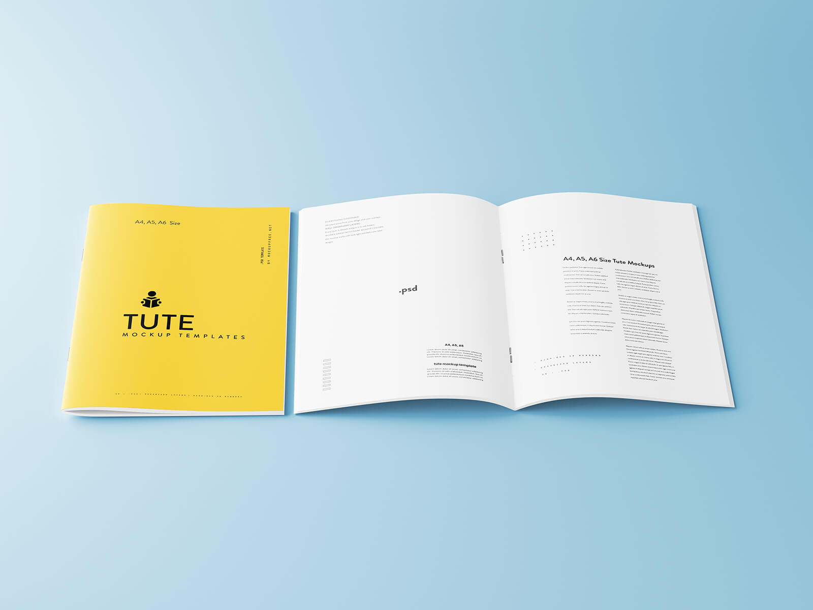 Free Center Pin Multipage Brochure Mockup PSD