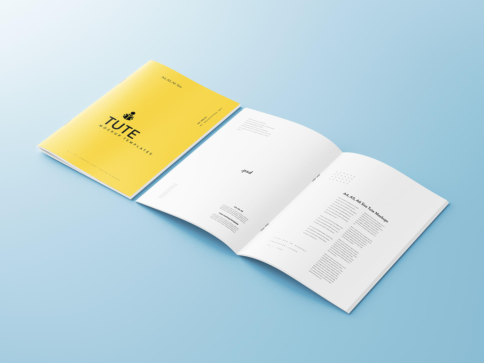 Free Center Pin Multipage Brochure Mockup PSD