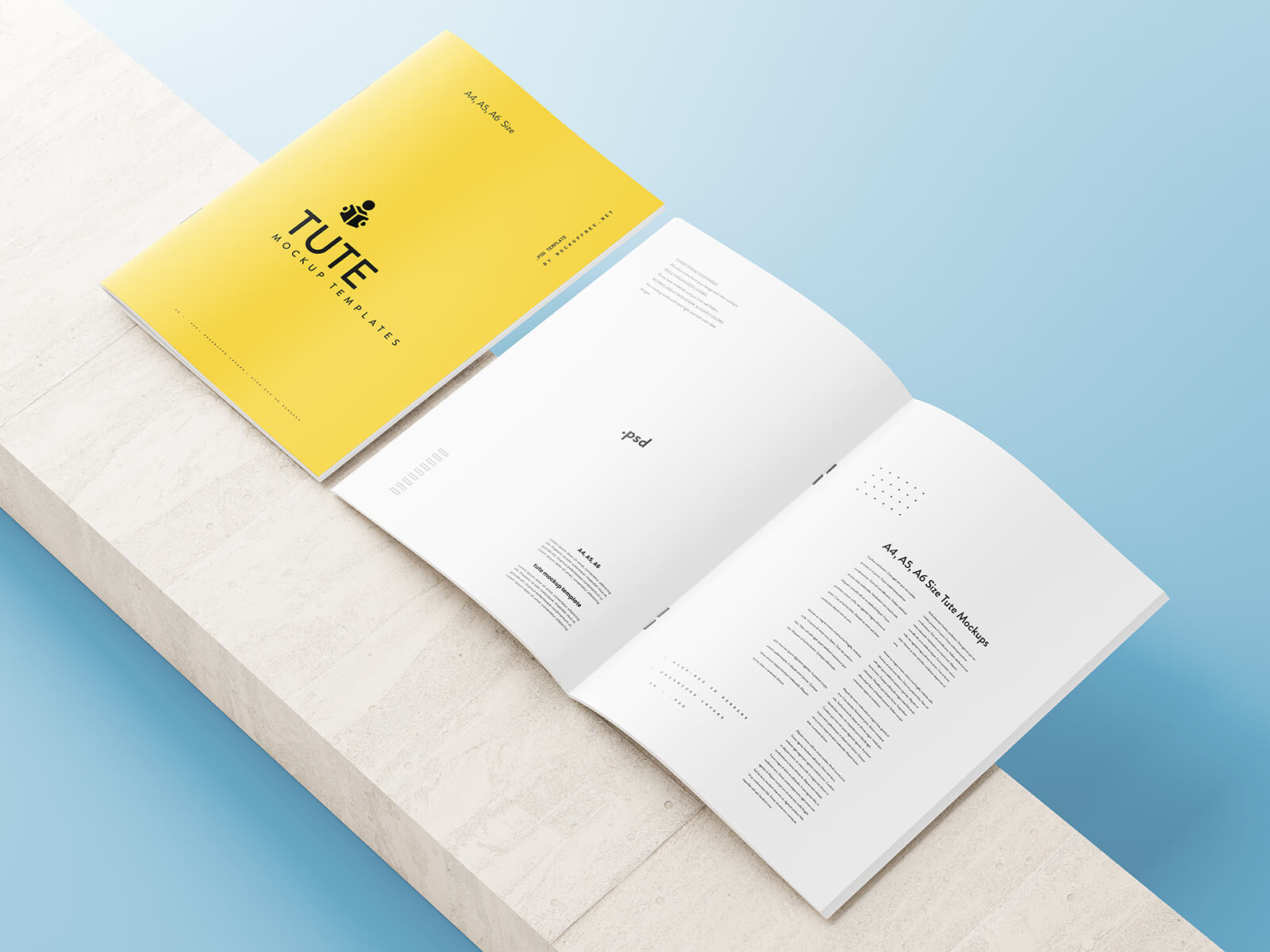 Free Center Pin Multipage Brochure Mockup PSD