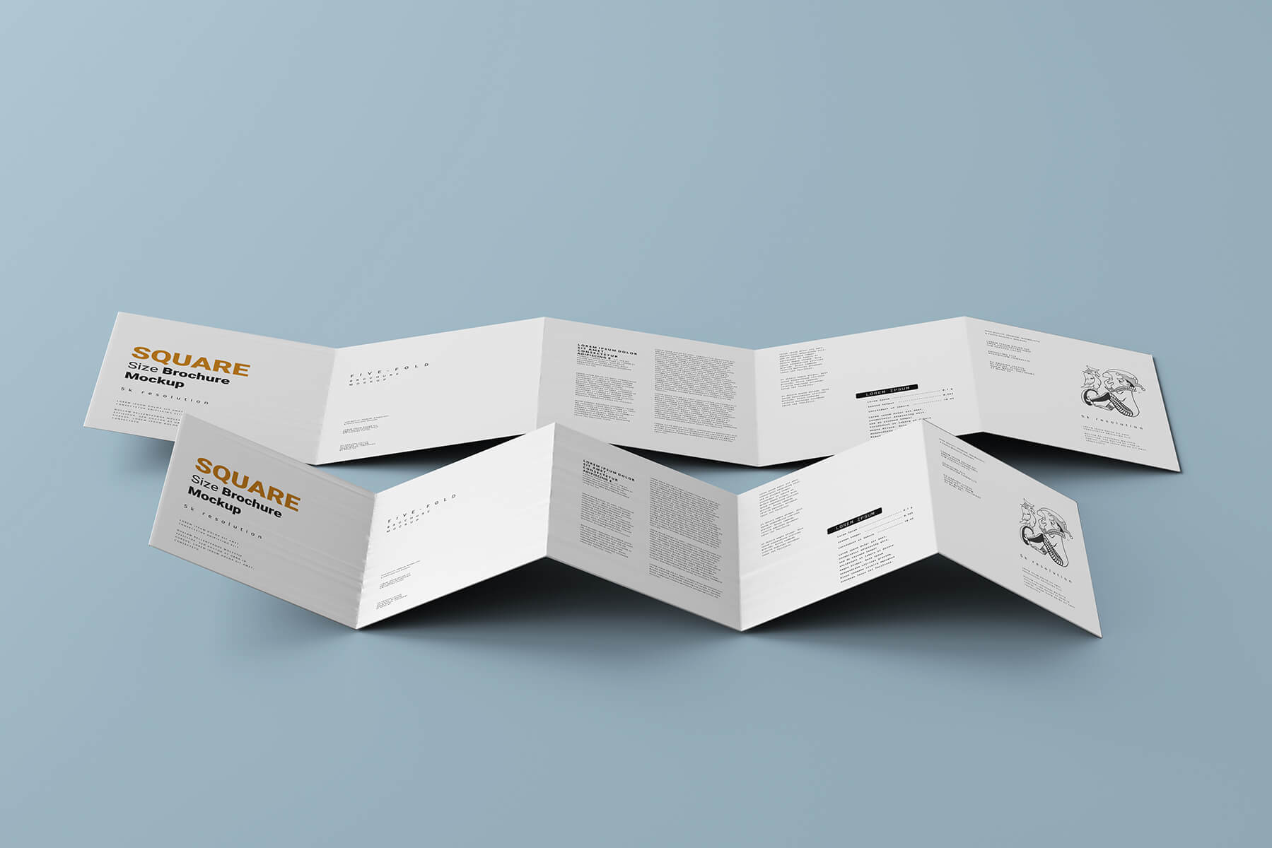 Free 5-Fold Accordion Brochure Mockup PSD