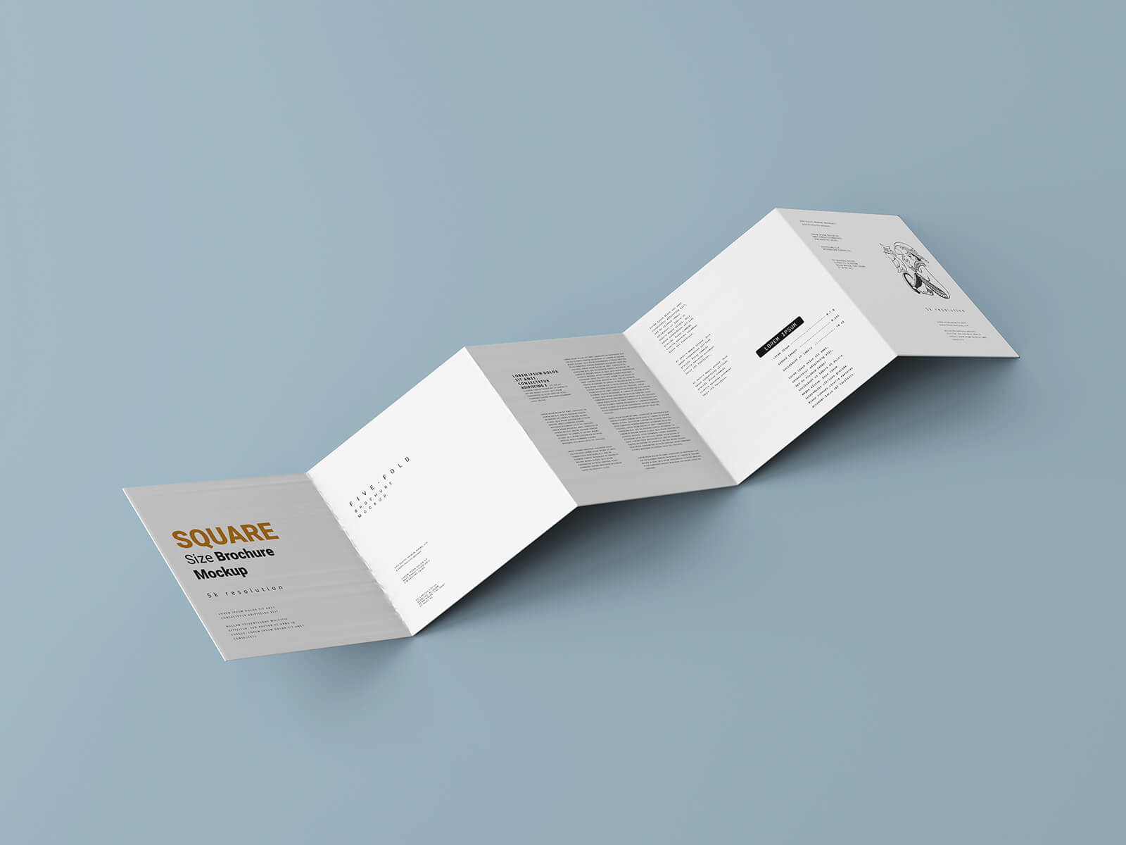 Free 5-Fold Accordion Brochure Mockup PSD