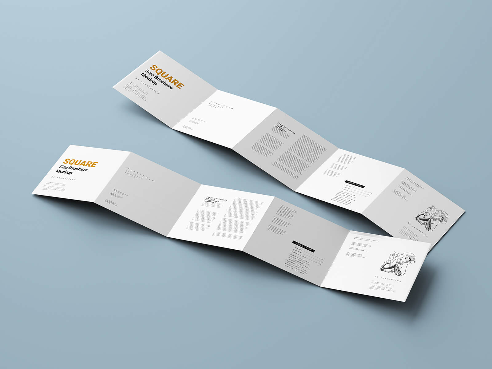 Free 5-Fold Accordion Brochure Mockup PSD