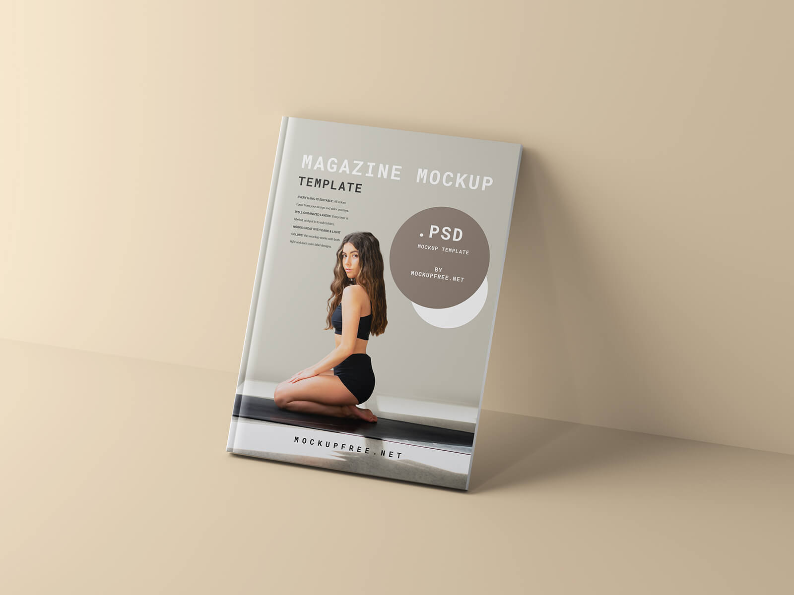 Free A4 US Letter Size Magazine Cover Mockup PSD