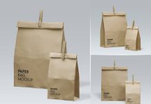 Free Disposable Brown Paper Bag Mockup PSD