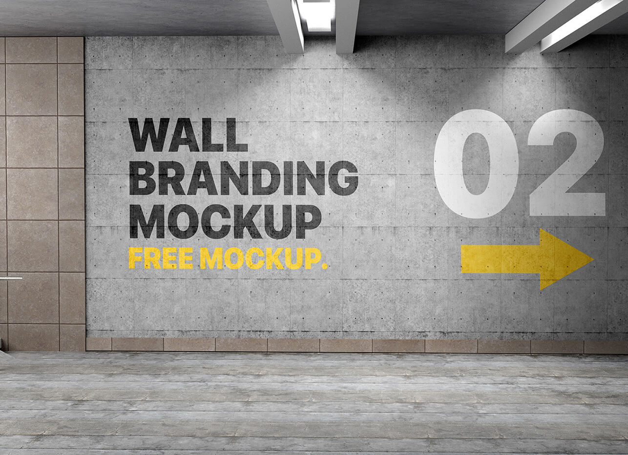 Free Wall Branding Mockup PSD   Good Mockups