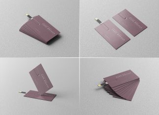 Free USB Flash Drive Business Card Mockup