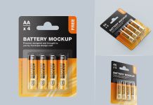 Free AA Alkaline Battery Mockup PSD