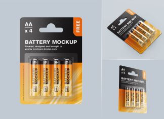 Free AA Alkaline Battery Mockup PSD