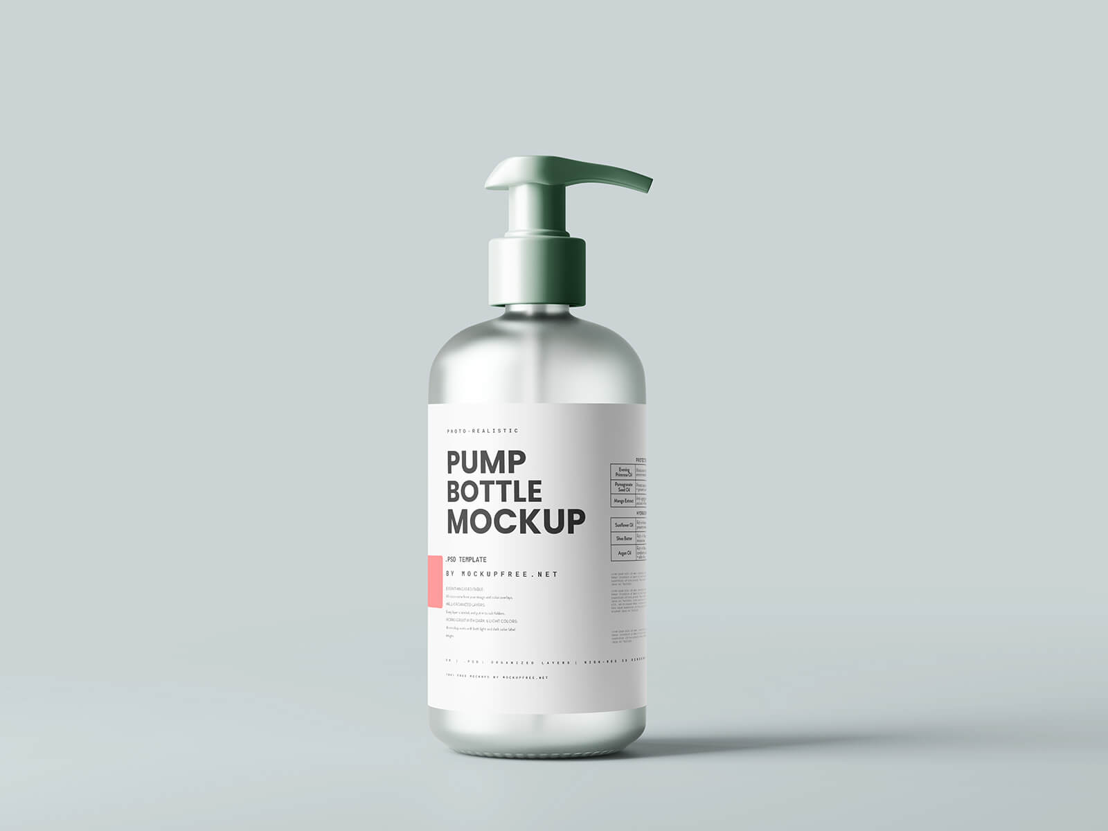 Free Frosted Glass Pump Bottle Mockup PSD