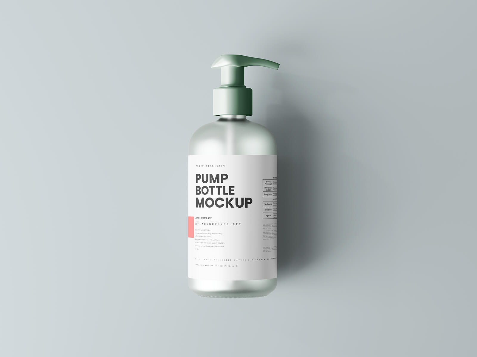  Free Frosted Glass Pump Bottle Mockup PSD