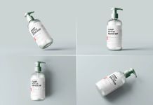 Free Frosted Glass Pump Bottle Mockup PSD