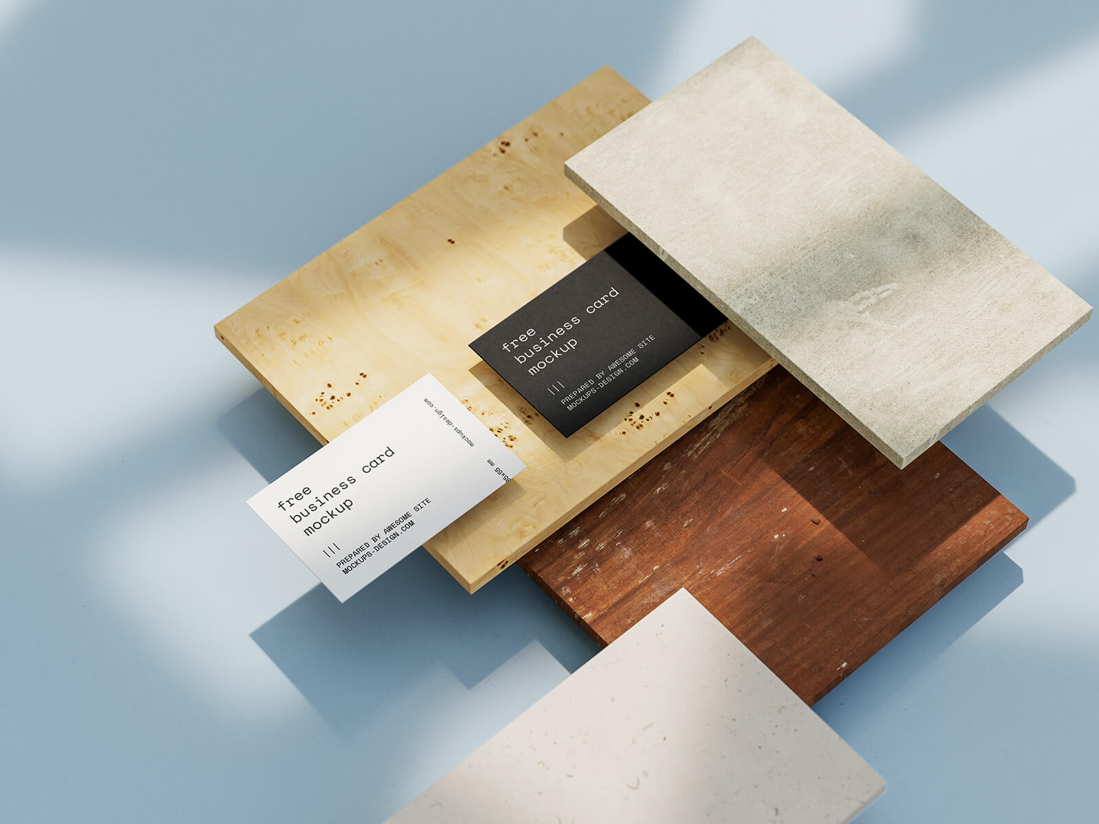 Free Wooden Tiles Premium Business Card Mockup PSD