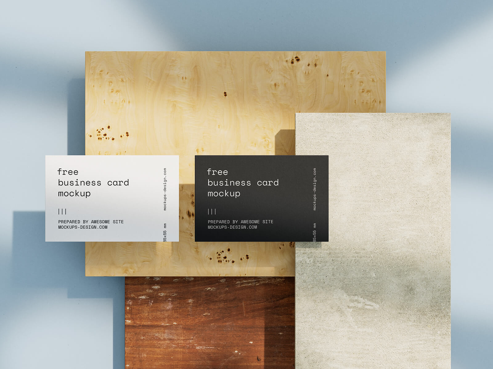 Free Wooden Tiles Premium Business Card Mockup PSD