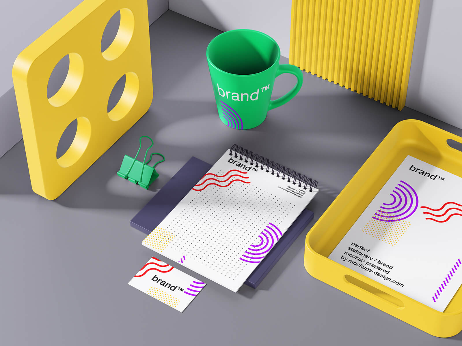 Free Colorful Corporate Branding Stationery Mockup PSD