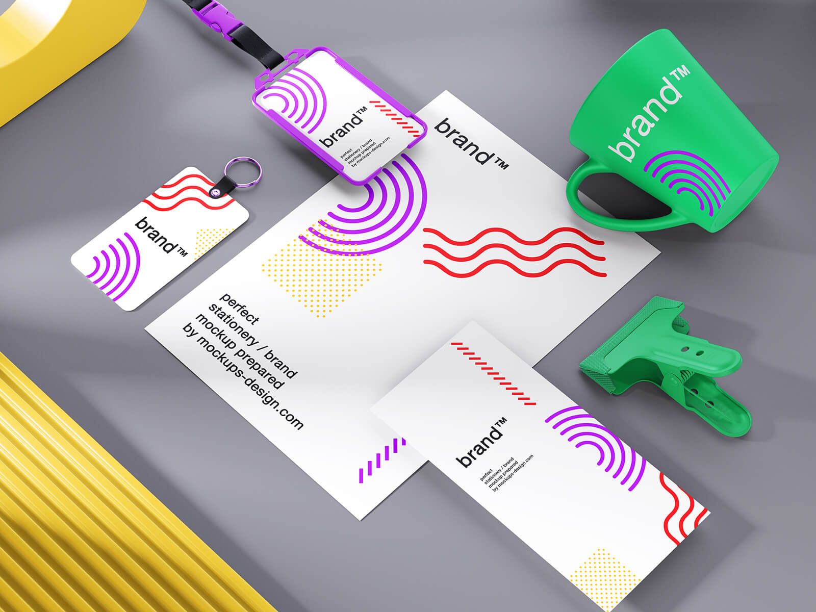 Free Colorful Corporate Branding Stationery Mockup PSD