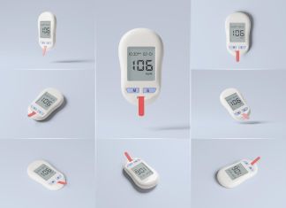 Free Blood Sugar Testing Glucometer Device Mockup