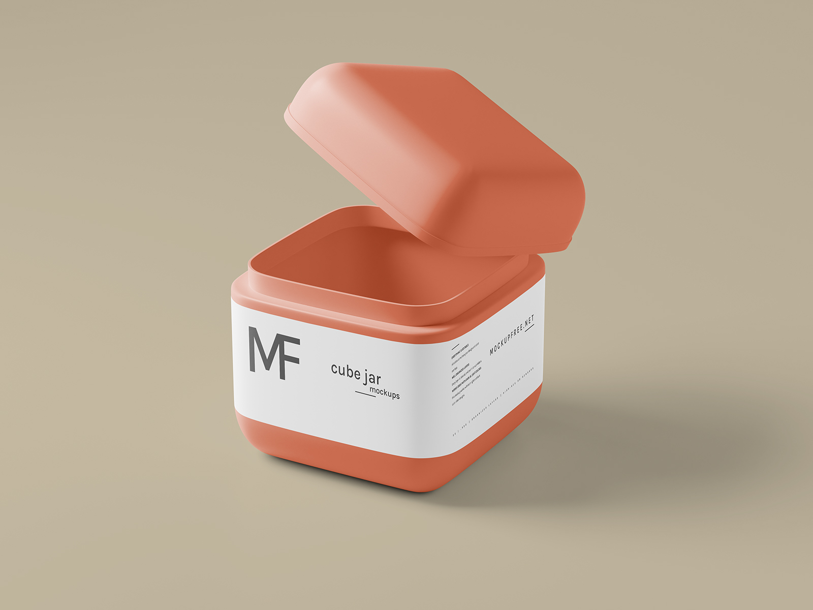 Free Cube Cosmetic Jar Mockup PSD