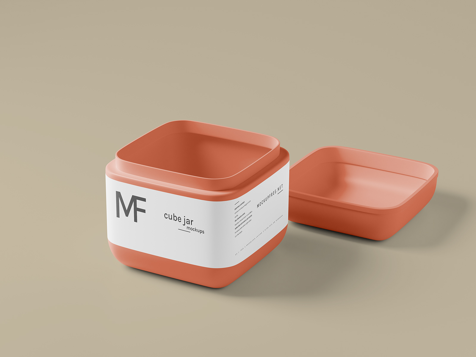 Free Cube Cosmetic Jar Mockup PSD