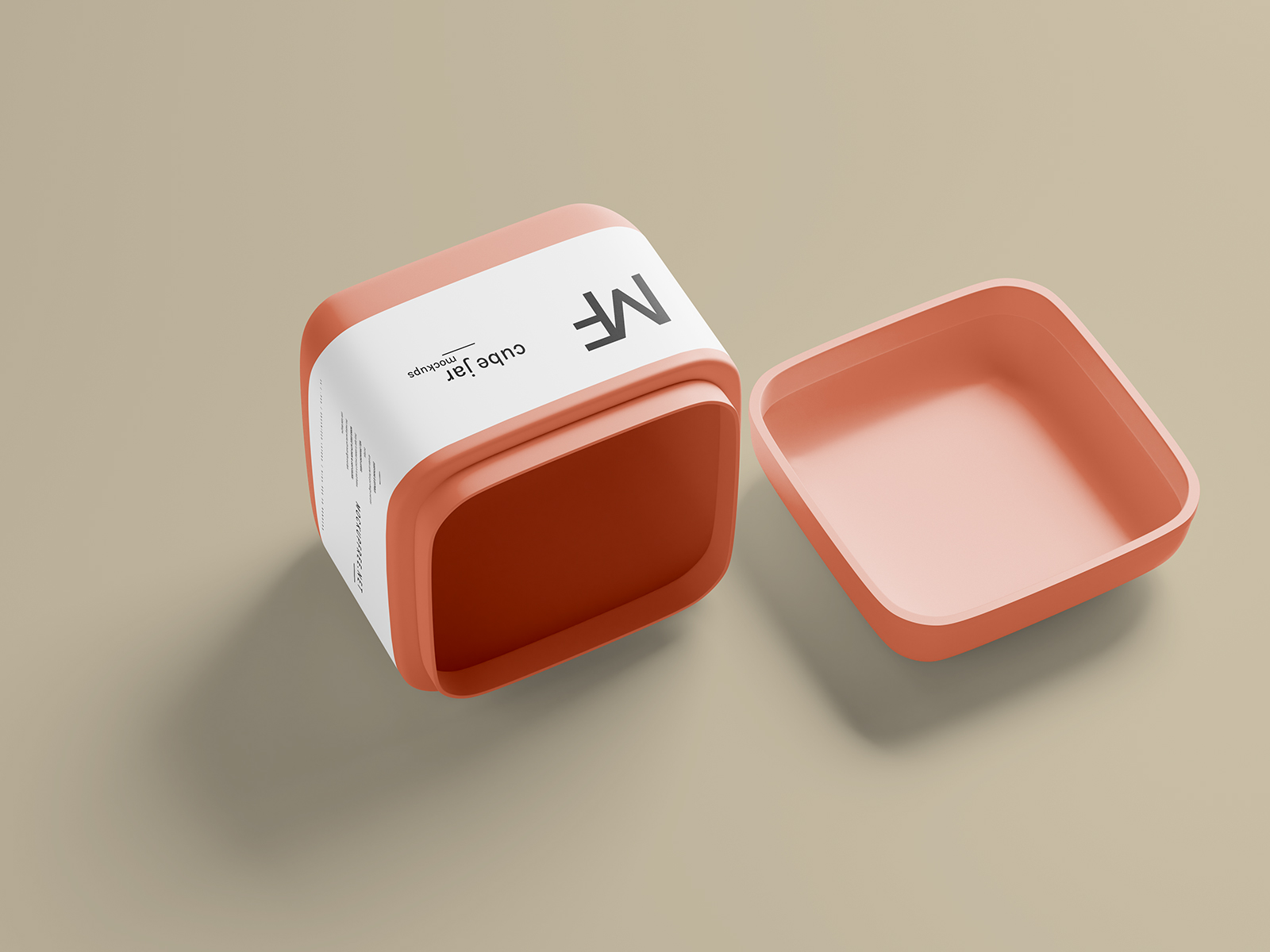 Free Cube Cosmetic Jar Mockup PSD