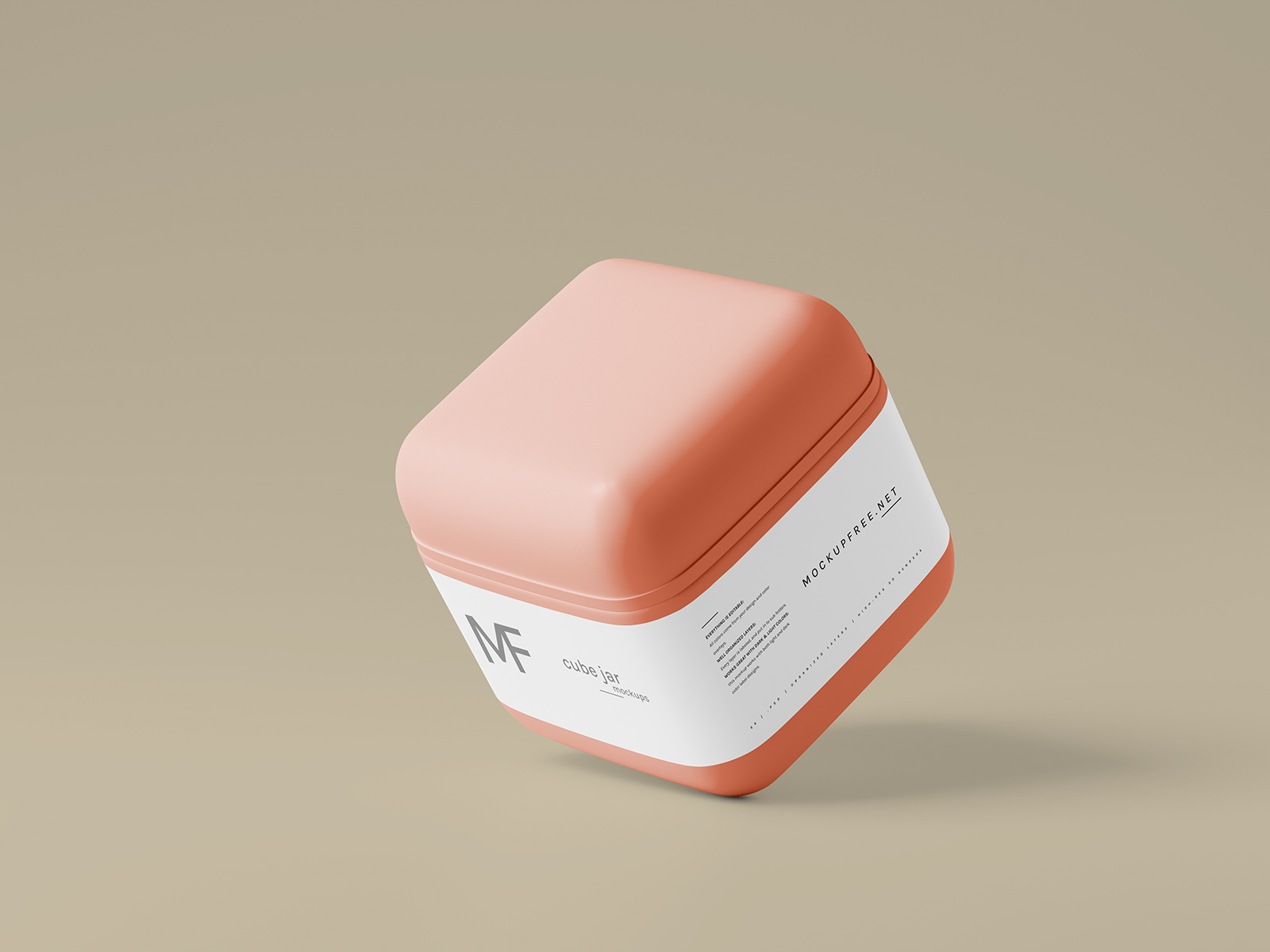 Free Cube Cosmetic Jar Mockup PSD
