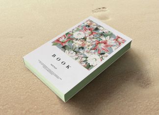 Free Book On The Sand Mockup PSD
