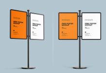 Free Double Poster Stand Mockup PSD Set