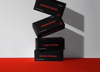 Free Product Brand Boxes Packaging Mockup PSD
