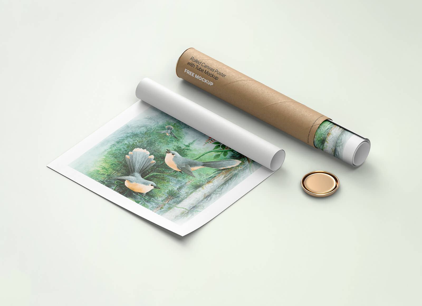 Free Rolled Poster With Paper Tube Mockup PSD