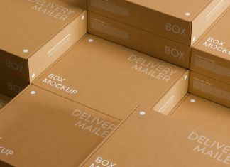 Free Stacked Delivery Mailer Boxes Mockup PSD