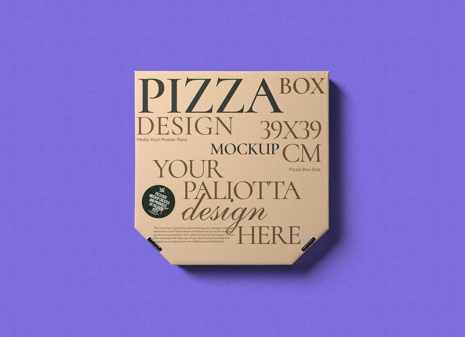 Free Top View Pizza Box Mockup PSD